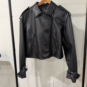Dynamite Sleek Black Faux Leather Jacket